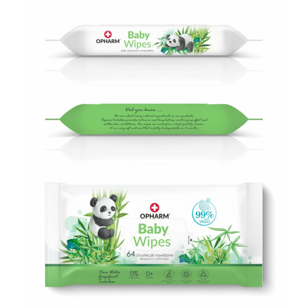 Chusteczki nawilżane dla dzieci Opharm    Baby Wipes 64 szt.