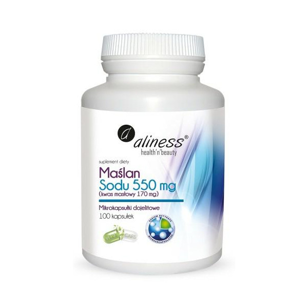 Maślan Sodu 550 mg (Kwas masłowy 170 mg)  x 100 VEGE kaps. Aliness