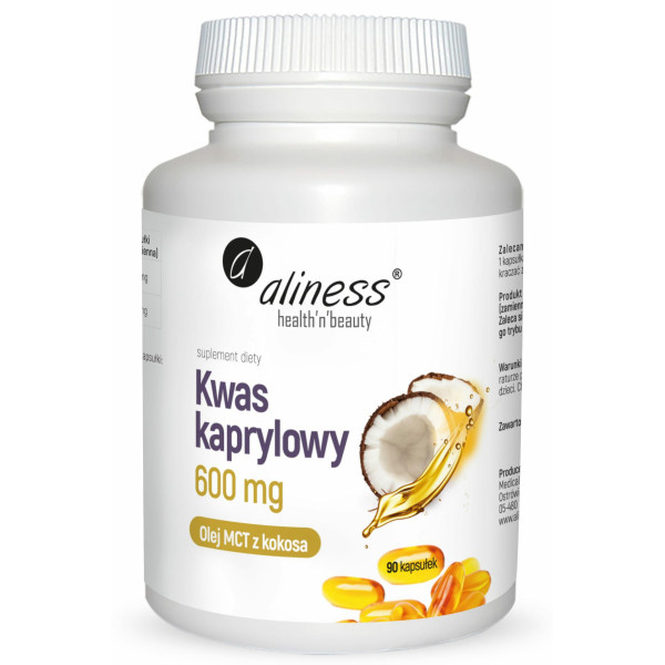 Kwas kaprylowy (60% C8) 600 mg x 90 caps  Aliness