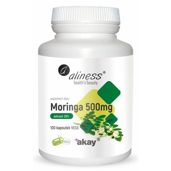 Moringa ekstrakt 20% 500mgx100caps Vege   Aliness