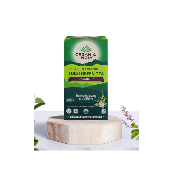 Tulsi Green tea Jasmine (tulsi z zieloną  herbatą i jaśminem) 25 saszetek Organic India