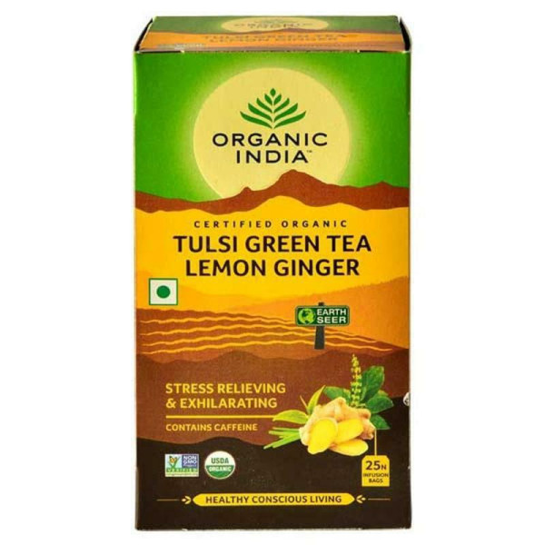 Tulsi Green Tea Lemon Ginger Zielona      herbata z cytryną i imbirem 25 torebek