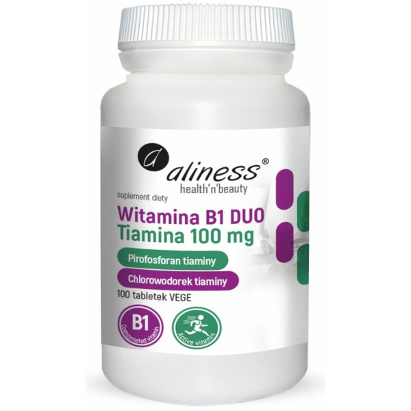 Witamina B1 (Tiamina) DUO 100 mg x 100    Vege tabs Aliness