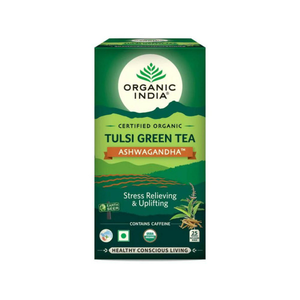 Tulsi Green Tea  Ashwagandha 25 bags  Organic India