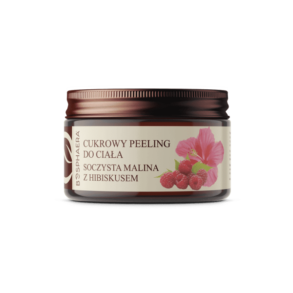 Cukrowy Peeling do ciała soczysta malina  z hibiskusem 200g Bosphaera