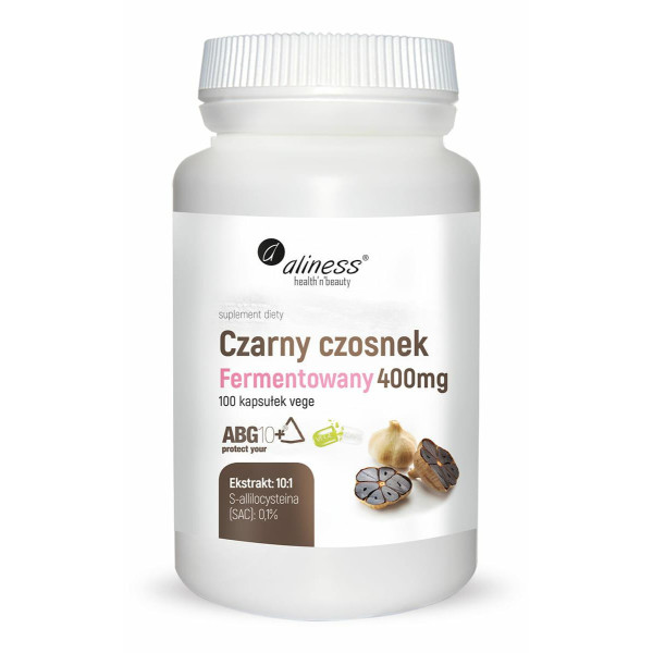 Czarny czosnek Ferm. 400 mg z 100 kaps.  vege Aliness