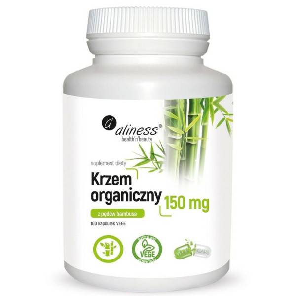 Krzem organiczny z pędów bambusa 150 mg  x 100 VEGE caps. Aliness