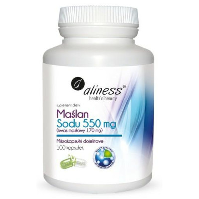 Maślan Sodu 550 mg (Kwas masłowy 170 mg)  x 100 VEGE kaps. Aliness