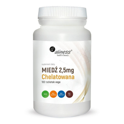 Miedź chelatowana 2,5 mg x 100 Vege  tabs,  Aliness