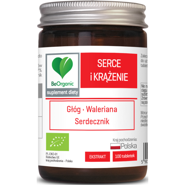 Serce i krążenie Bio 500mg x 100tabl.  BeOrganic