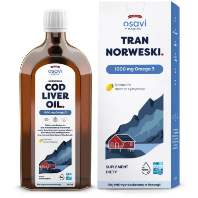 Tran norweski 1000mg Omega 3 cytryna 500  ml