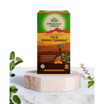 Tulsi Ginger Turmeric Imbir kurkuma 25  saszetek Organic India