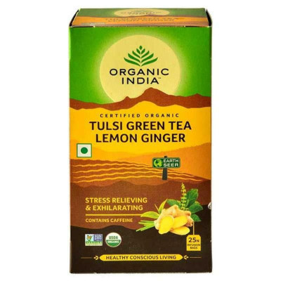 Tulsi Green Tea Lemon Ginger Zielona  herbata z cytryną i imbirem 25 torebek