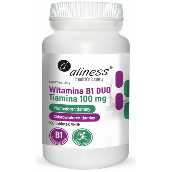 Witamina B1 (Tiamina) DUO 100 mg x 100  Vege tabs Aliness