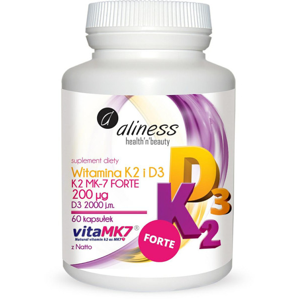 Witamina K2 i D3 Forte60 kaps.  200mcg  Aliness