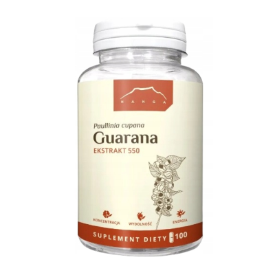 Guarana 22% ekstrakt 100 kapsułek x 550  mg Nanga