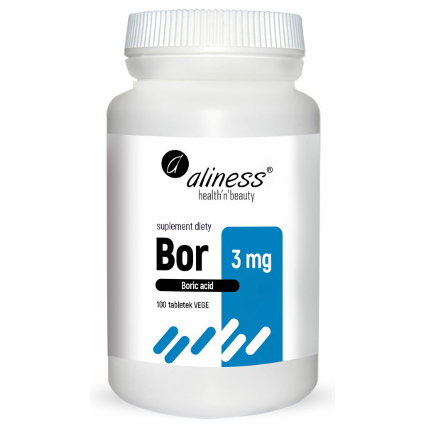 Bor 3 mg (kwas borowy) x 100 tabletek  vege Aliness