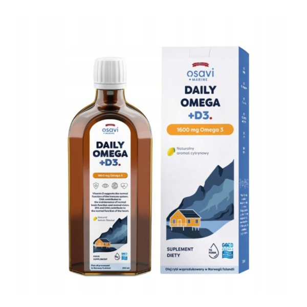 Daily Omega + D3 1600mg Omega 3 cytryna  250ml Osavi