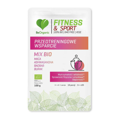 FITNESS & SPORT Przedtreningowe wsparcie  Mix Bio 100g  BeOrganic