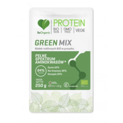 Green MIX białek roślinnych BIO 250  g BeOrganic