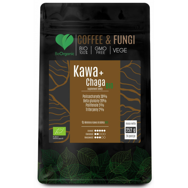 Kawa Arabica mielona + Chaga BIO 252g  BeOrganic