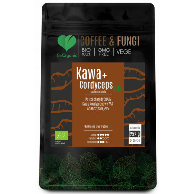 Kawa Arabica mielona + Cordyceps BIO  252g BeOrganic