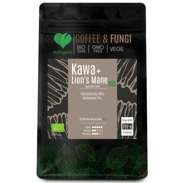 Kawa Arabica mielona + Lions Mane BIO  252g BeOrganic