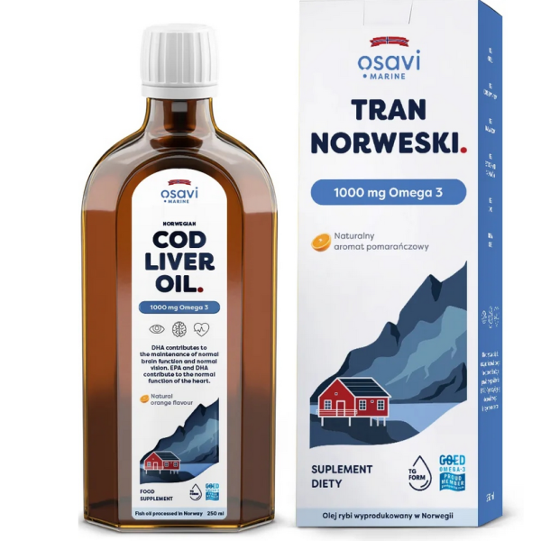 Tran norweski 1000 mg Omega-3 250 ml  Osavi
