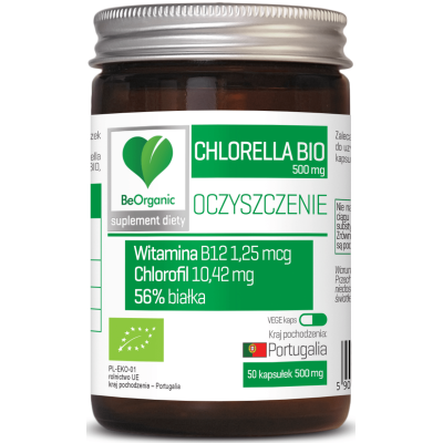 Chlorella BIO 500mg 50 kapsułek  BeOrganic