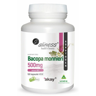 Bacopa Monnireni Extract 50% 500mg x 100  vege caps. Aliness