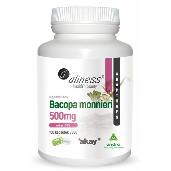 Bacopa Monnireni Extract 50% 500mg x 100  vege caps. Aliness