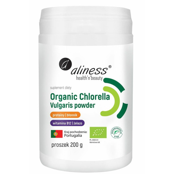 Organic Chlorella Vulgaris Powder 200g  Aliness