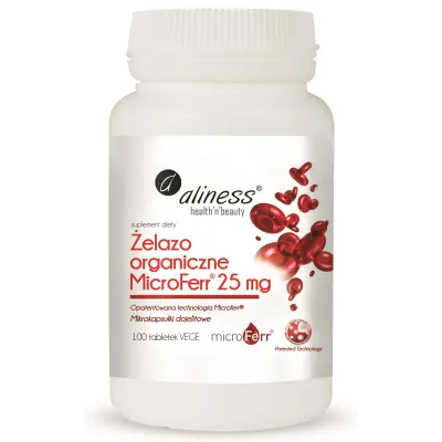 Żelazo organiczne MicroFerr 25 mg x 100  tab Aliness