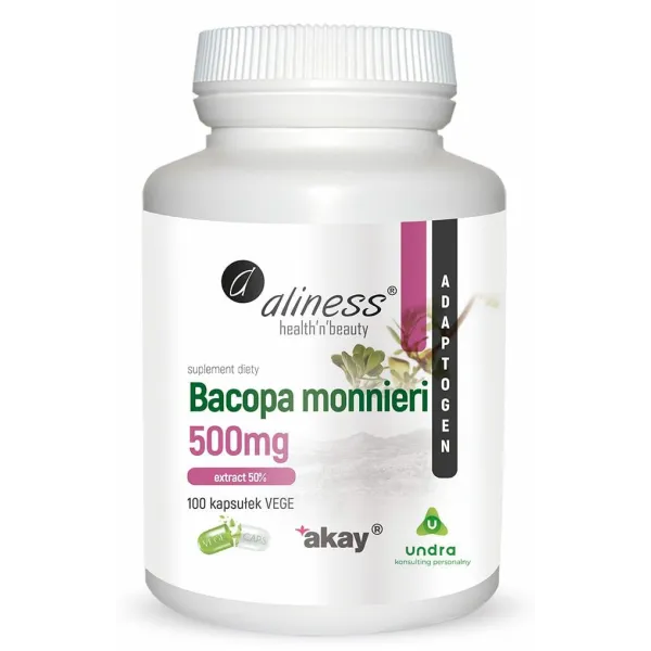 Bacopa Monnireni Extract 50% 500mg x 100  vege caps. Aliness