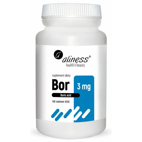 Bor 3 mg (kwas borowy) x 100 tabletek  vege Aliness