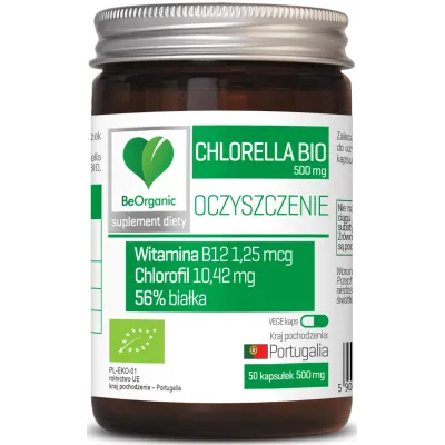 Chlorella BIO 500mg 50 kapsułek  BeOrganic