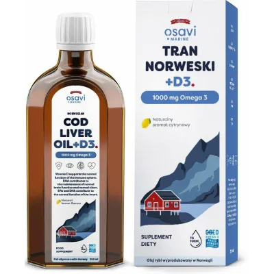 Cod Liver Oil + D3 1000 mg Omega3, Lemon  250 ml Osavi