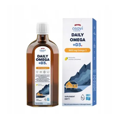 Daily Omega + D3 1600mg Omega 3 cytryna  250ml Osavi