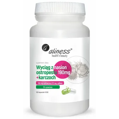 Ekstrakt z nasion ostropestu 190 mg +  karczoch x 100 Vege caps Aliness