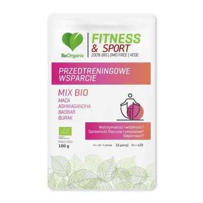FITNESS & SPORT Przedtreningowe wsparcie  Mix Bio 100g  BeOrganic