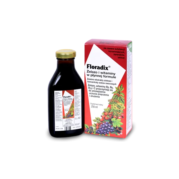 Floradix Żelazo i Witaminy w formie  płynnej 250 ml