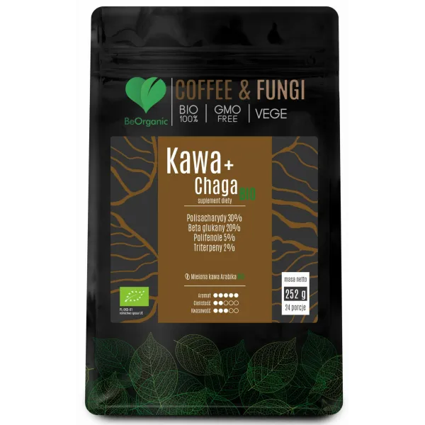 Kawa Arabica mielona + Chaga BIO 252g  BeOrganic