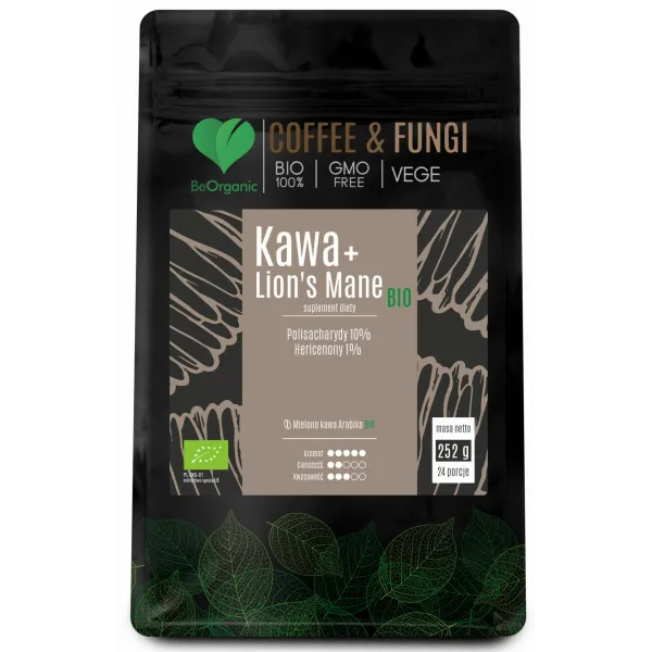 Kawa Arabica mielona + Lions Mane BIO  252g BeOrganic