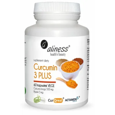 Kurkuma ekstrakt "Curcumin 3 Plus"  z piperyną 500mg/5mg x 60 kaps. Aliness