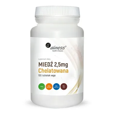 Miedź chelatowana 2,5 mg x 100 Vege  tabs,  Aliness