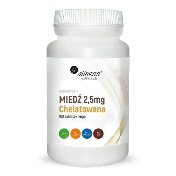 Miedź chelatowana 2,5 mg x 100 Vege  tabs,  Aliness