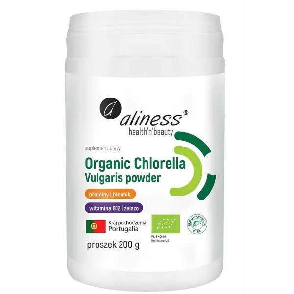 Organic Chlorella Vulgaris Powder 200g  Aliness