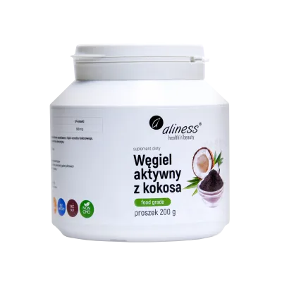 Węgiel aktywny z kokosa 200g proszek  Aliness