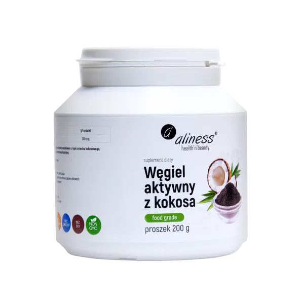 Węgiel aktywny z kokosa 200g proszek  Aliness