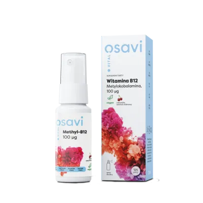 Witamina B12, Metylokobalamina, 100 µg  - 25 ml spray doustny, smak wiśniowy Osavi